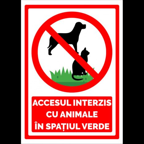 Indicator pentru accesul interzis cu animale in spatiul verde